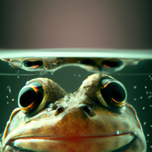 Smiling Frog Portrait in Water with Bokeh