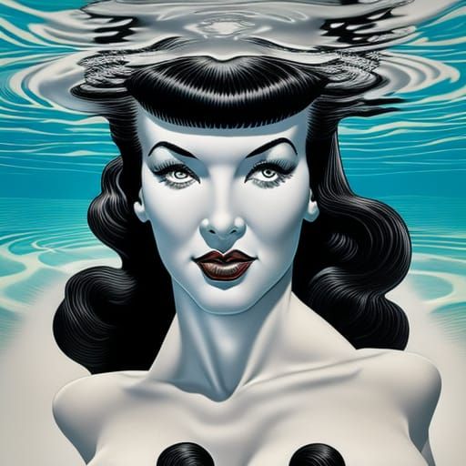 Bettie Page with Octopus Hair, Comic Portrait