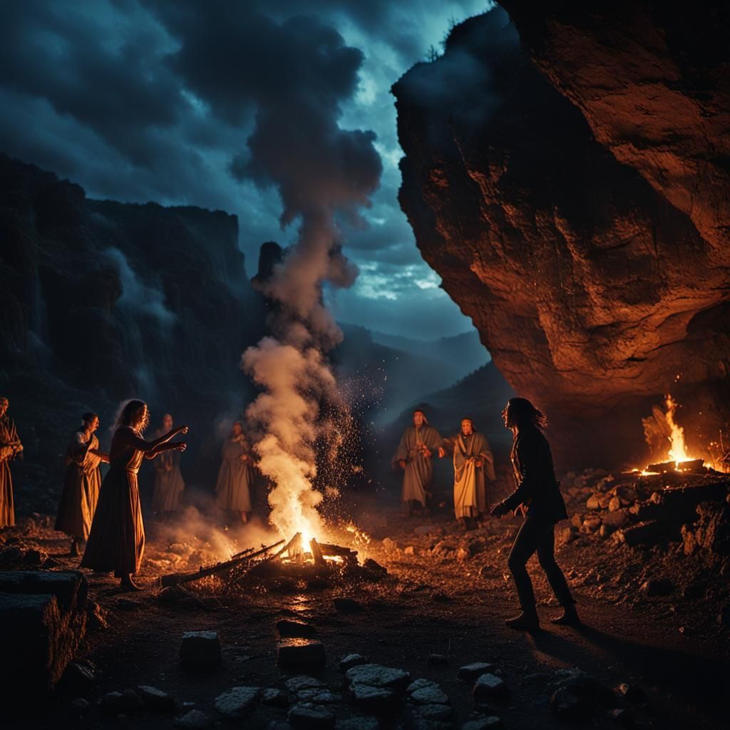 Primitive Dance in Rain with Mystical Lighting