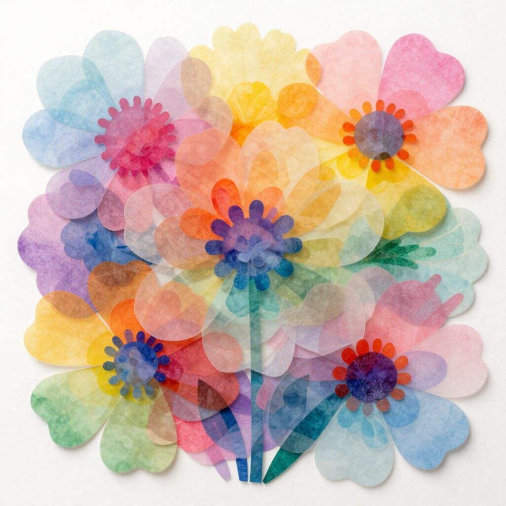 Prism Assemblage: Chromatic Bloom Paper Collage