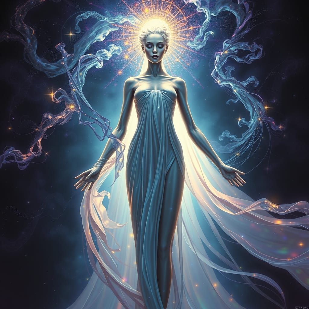 Ethereal Goddess in Cosmic Worship
