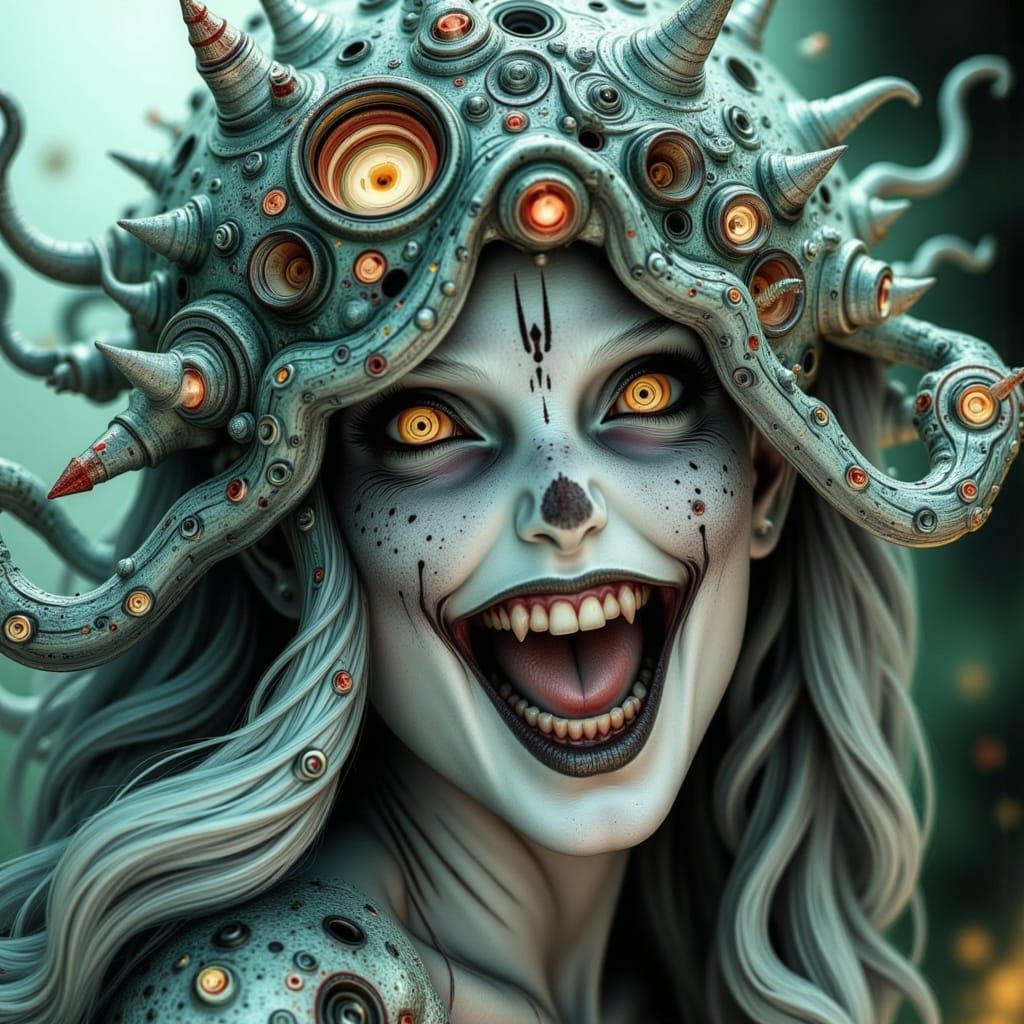 Surreal Winter Landscape in Neon Cyberpunk Style