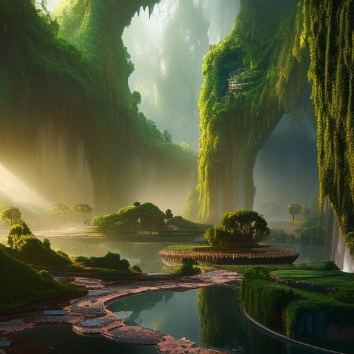 Lush Greenhouse Concept Art in Granov/Avon Style