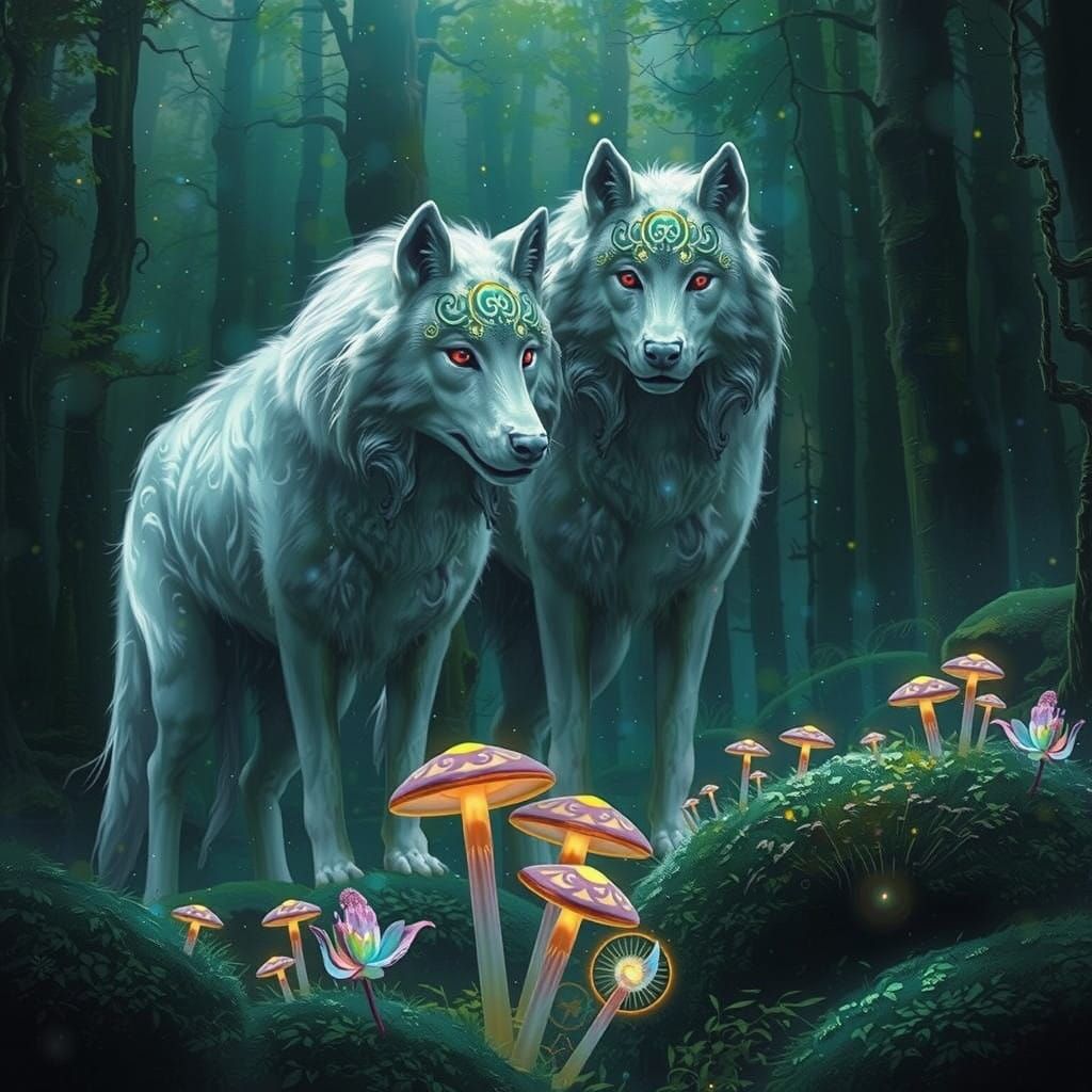 Mystical Guardian with Ancient Symbols and Ethereal Glow