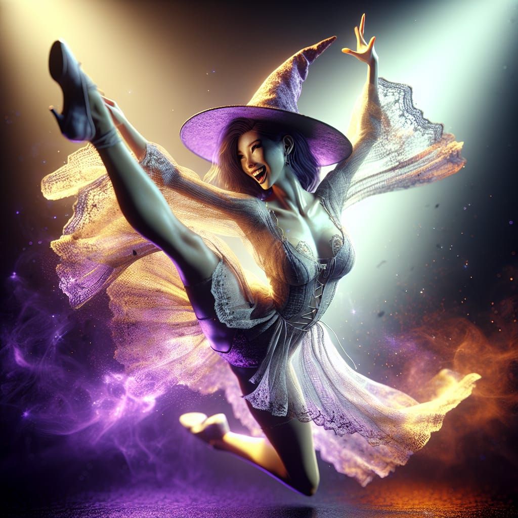 Ecstatic Witch Dancing in Dark Fantasy Style