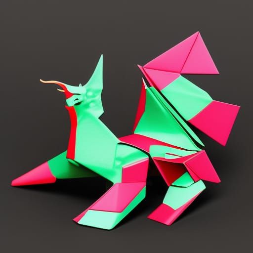 Origami Dragons Papercraft in Futuristic Style