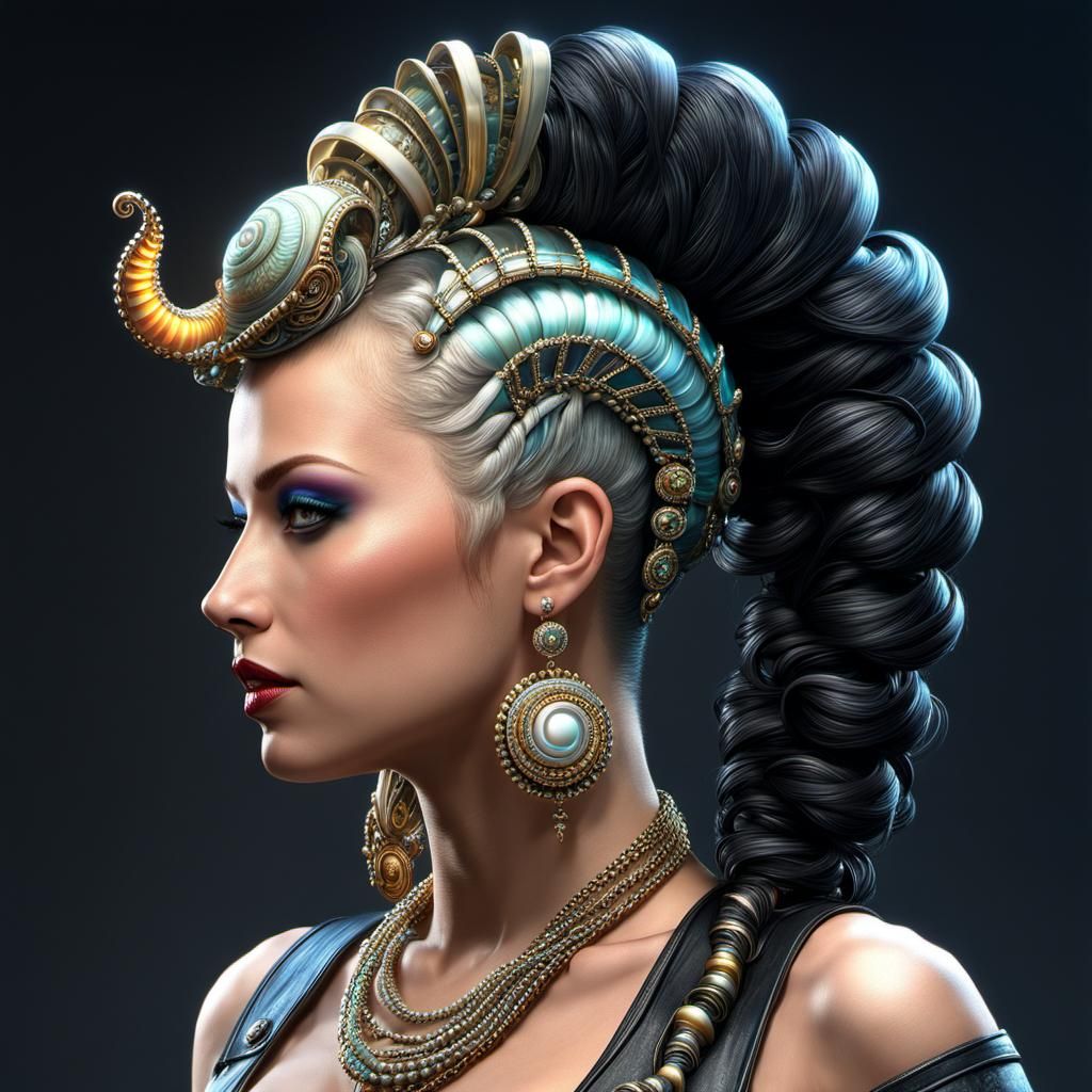 Epic Punk Pirate Empress with Intricate Hairstyle