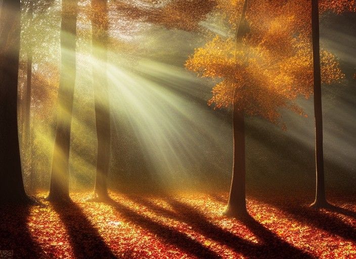 Enchanted Autumn Forest in Golden Light