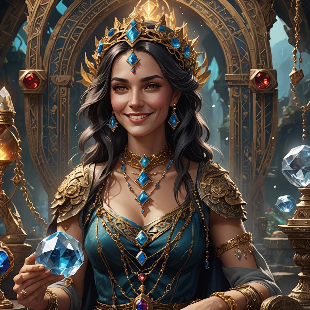 Tarot Empress with Crystal Necklace: Detailed Matte Painting