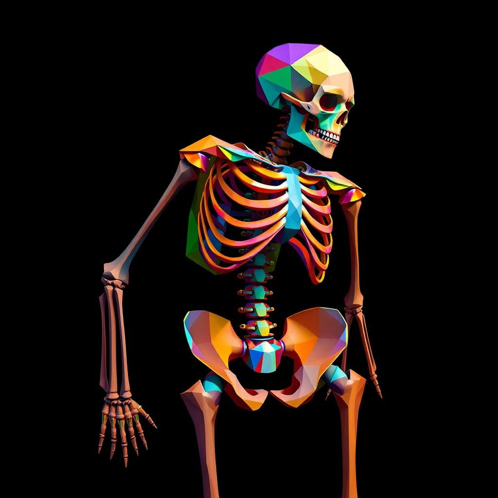 Colorful Skeleton in Neo-Cubist Style
