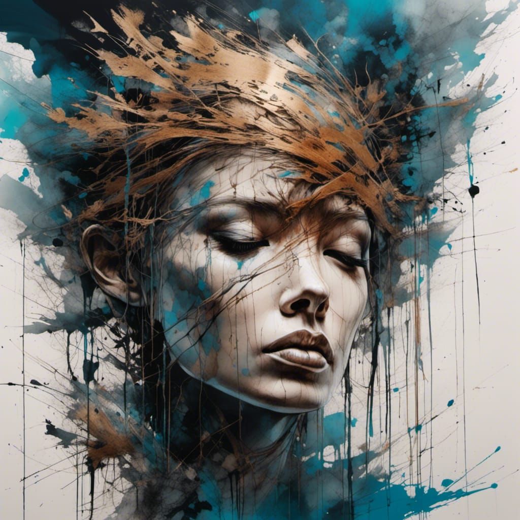Intricate Splash Art Portrait with Deep Color