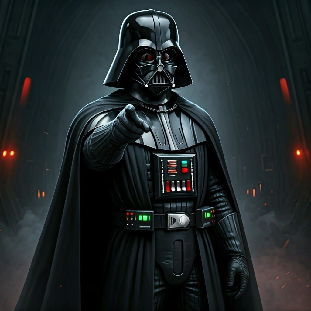 Intimidating Darth Vader Points with Malevolent Intensity