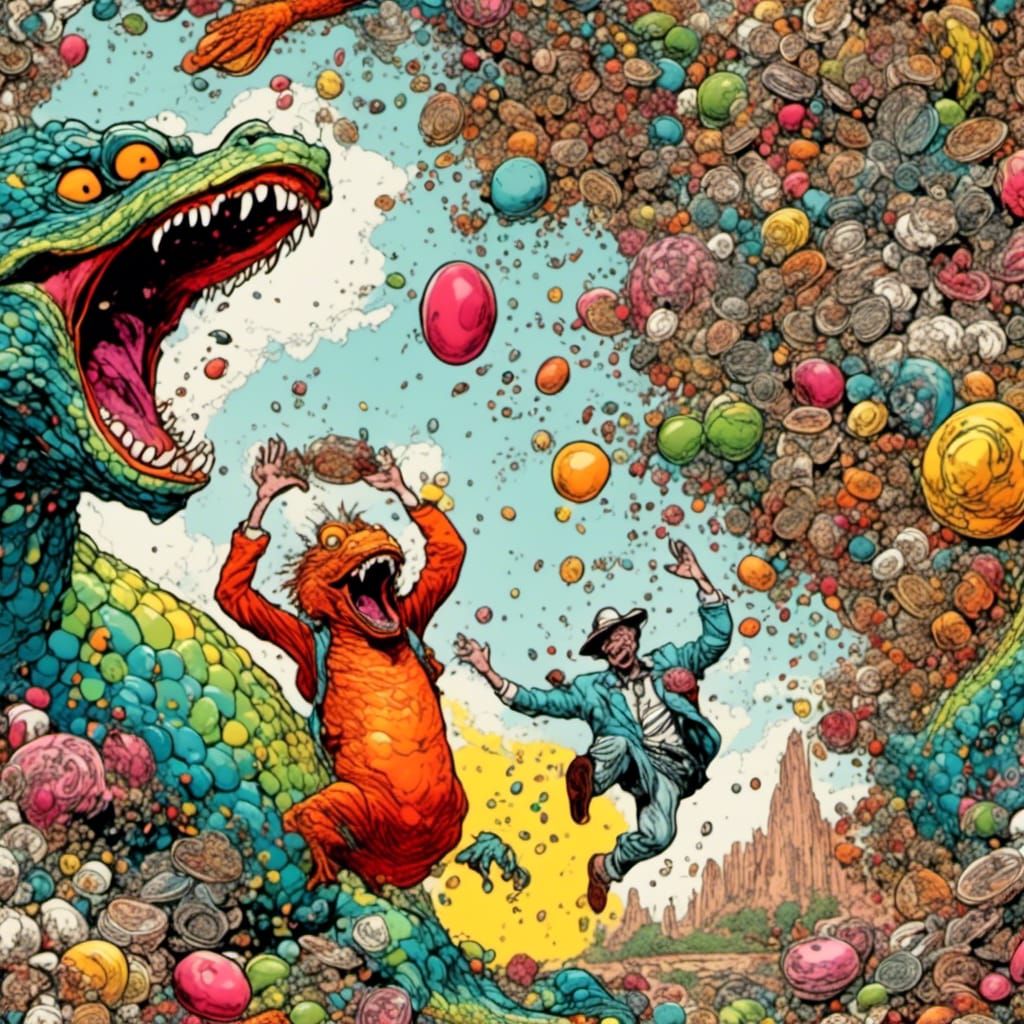 Jellybeans Happily Jumping into the Mouth of the Hangry Basilisk