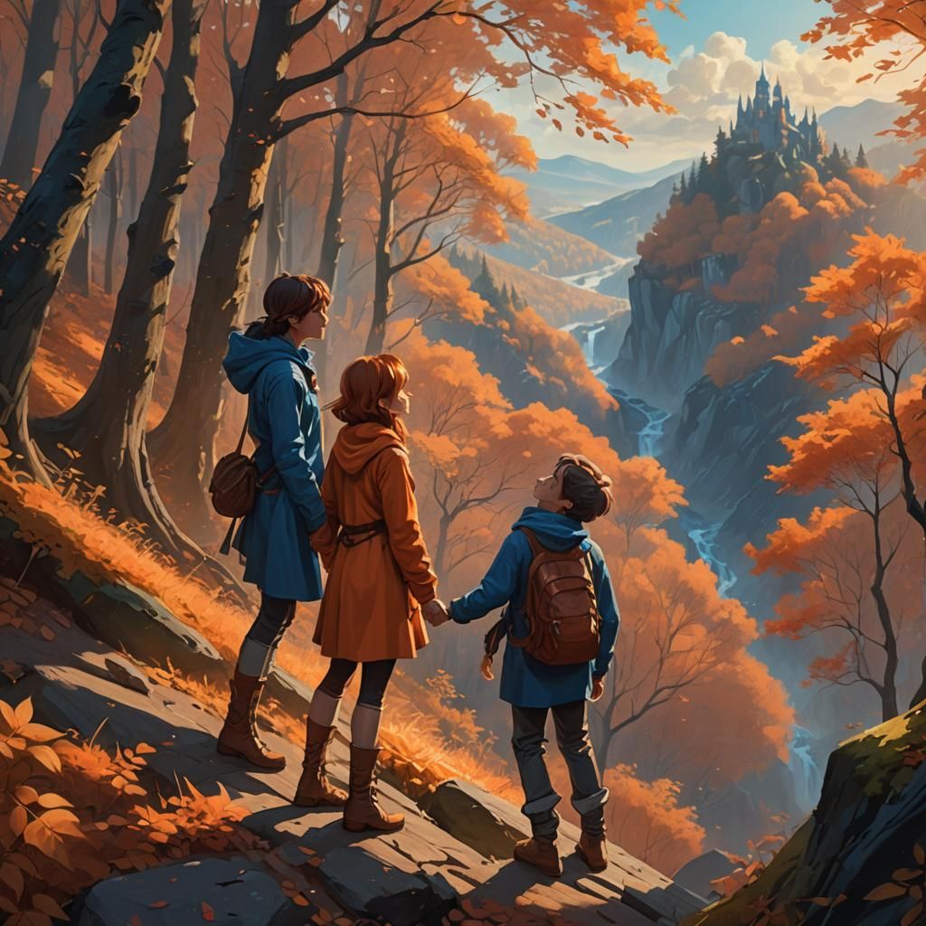 Romantic Kiss in Autumnal Fantasy Art