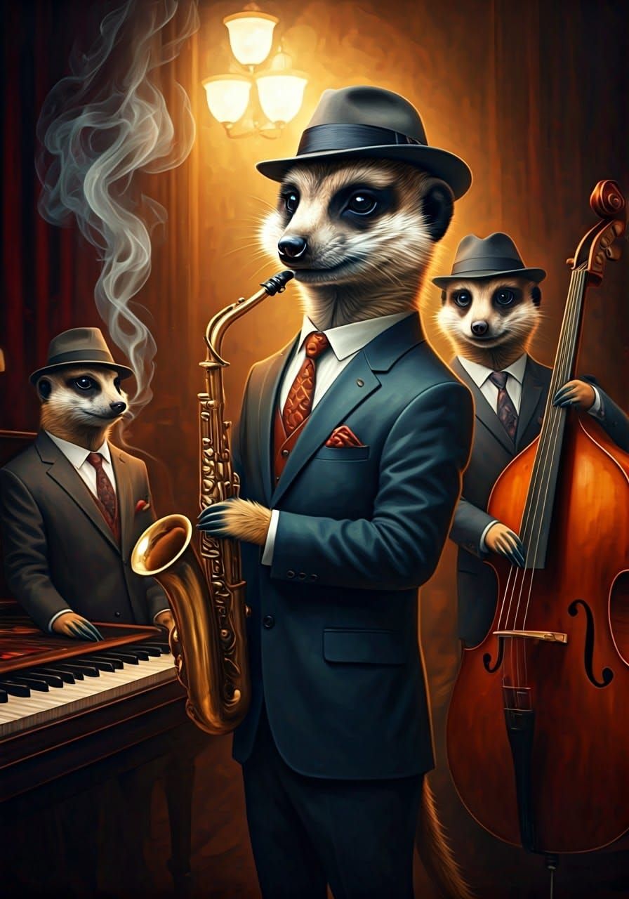 Meerkats playing jazz