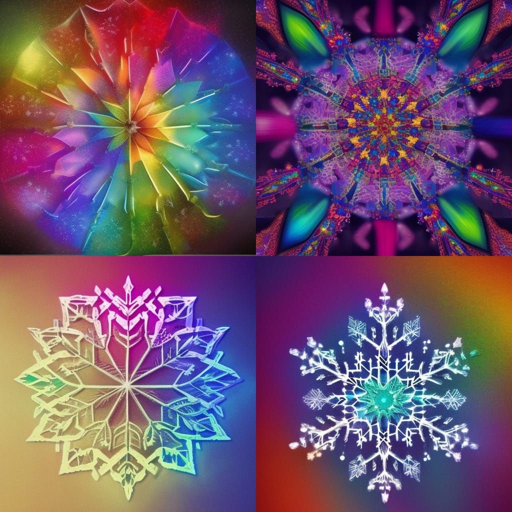 Rainbow Snowflake: Epic Cinematic Digital Art