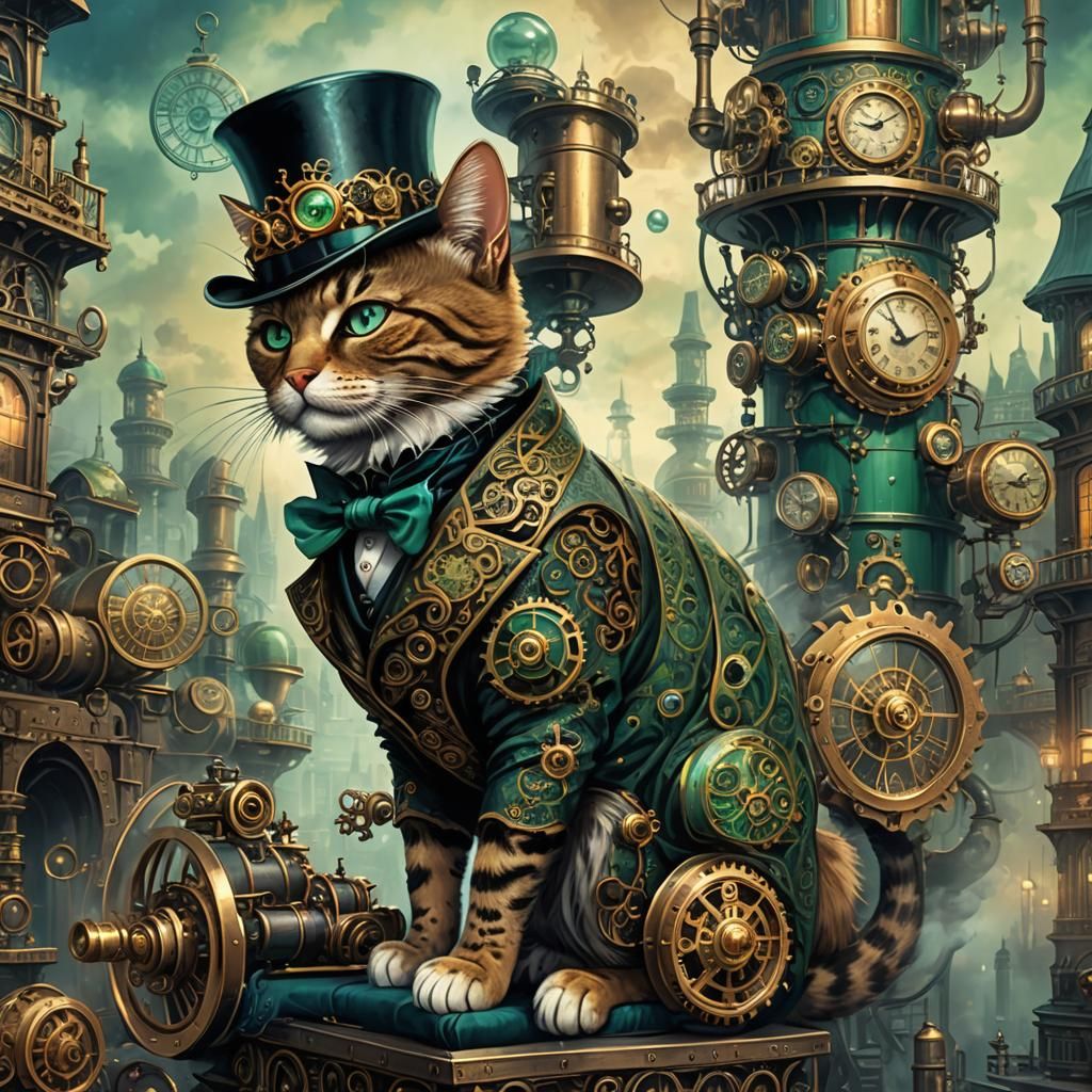 Steampunk Cat Aristocrat in Ornate Setting