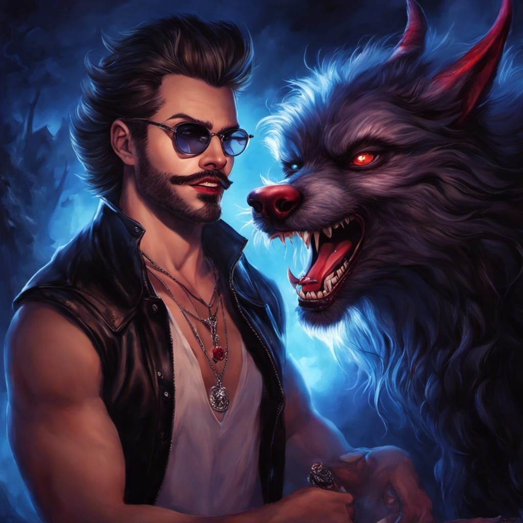 Mr Cool meets a werewolf