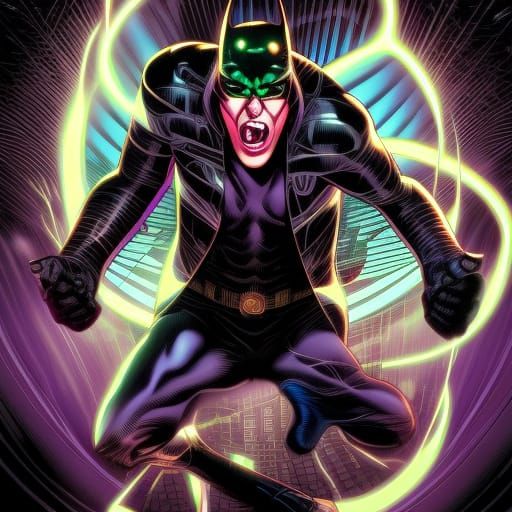 Supervillain with Laser Eyes in Comic Book Style