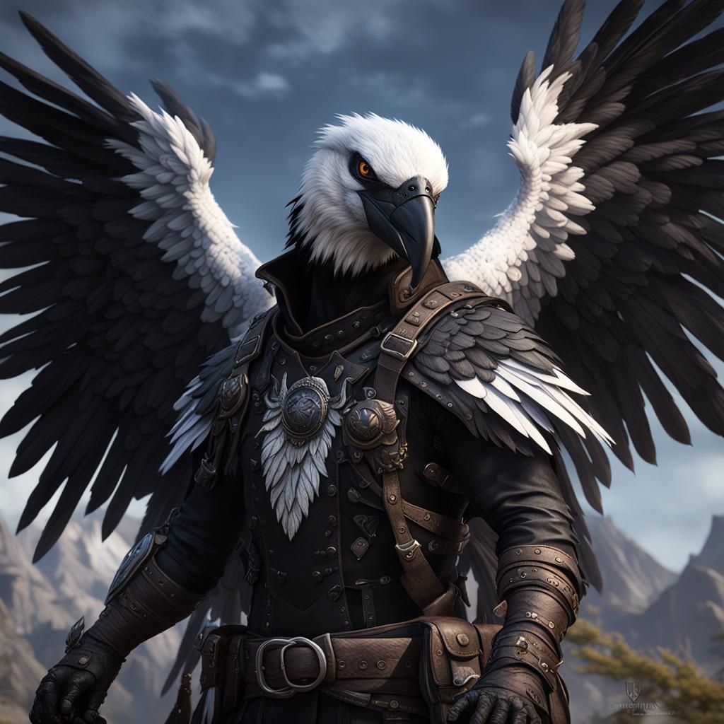 Aarakocra Ranger Portrait in Dark Fantasy Style