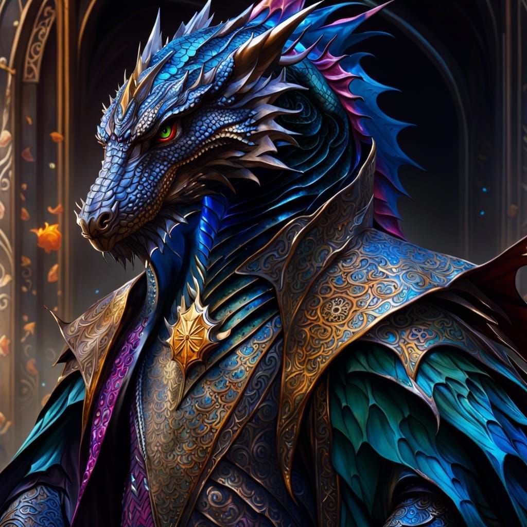 Dragon Wizard in Dark Fantasy Graffiti Art