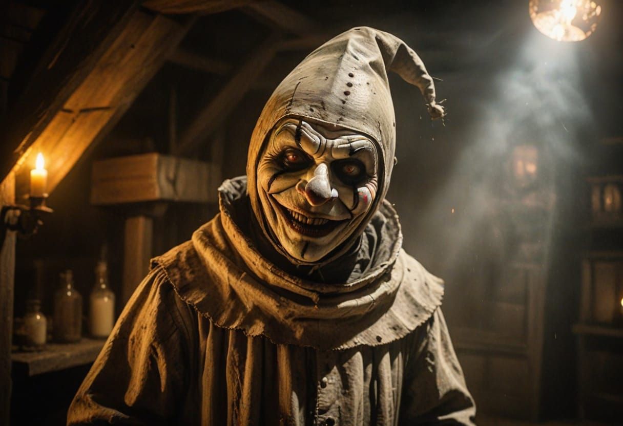 Macabre Clown Haunts Dark Cellar