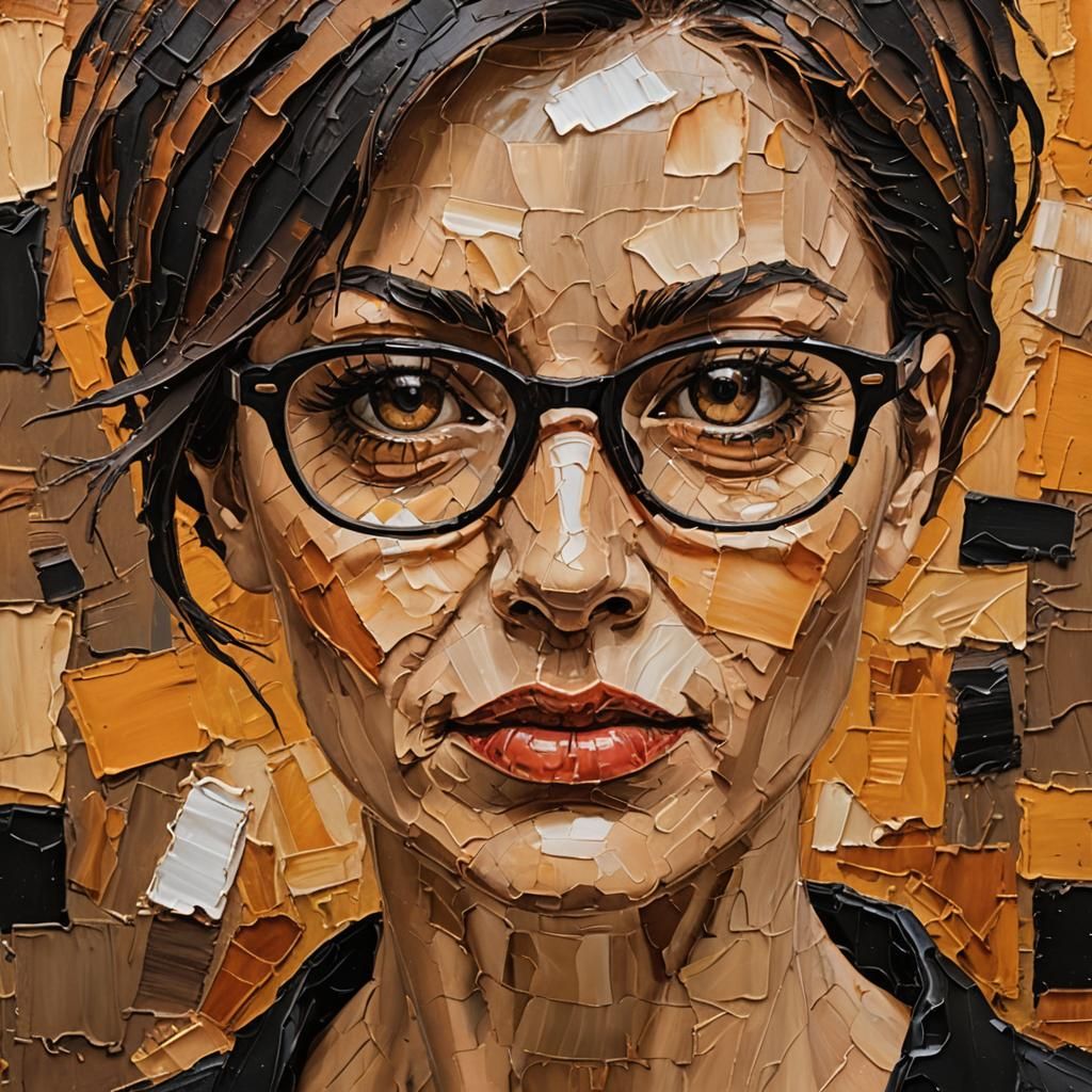 Woman's Face in Impasto Neo-Expressionist Style
