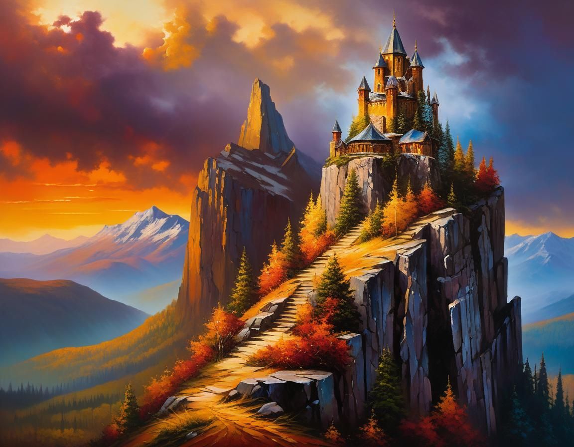 Majestic Mountain Throne with Resin Cast Foreground