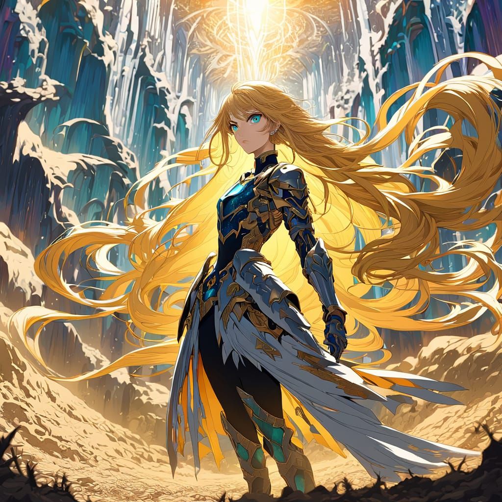 Anime Paladin in Wasteland with Blonde Hair