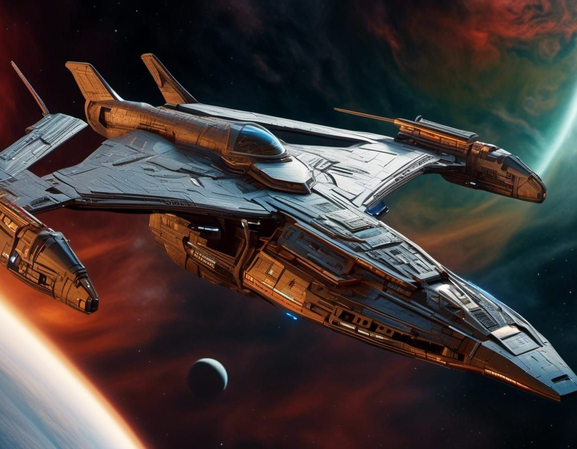 Detailed Klingon Bird of Prey in Space