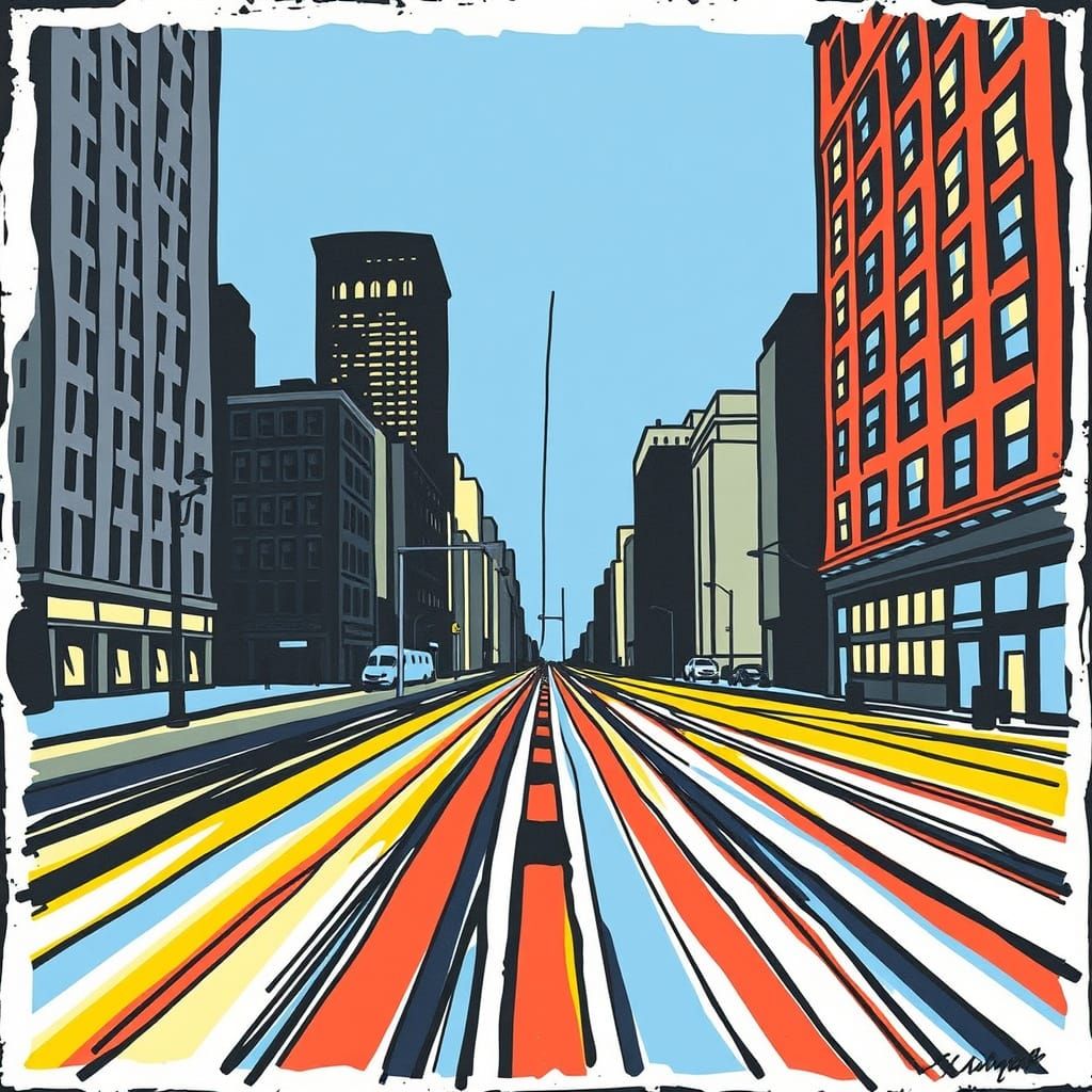 Abstract Straight Line in Matisse Style