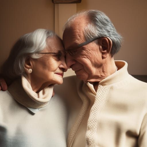 Romantic Photograph of Elderly Couple in Hyperrealism