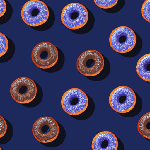 Yummy Donuts Seamless Pattern on Dark Blue