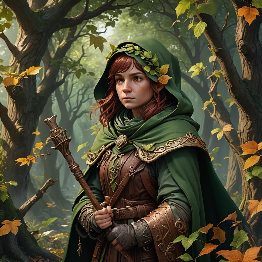 Female Halfling Druid Bust in Detailed Matte Painting