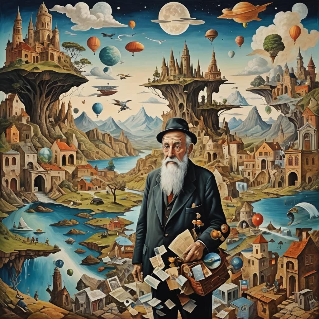 Surreal Painting: An Old Man's Wonderful Memories