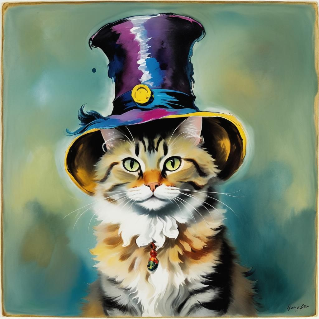 Magic Cat in Hat, Inspired by Classic Art
