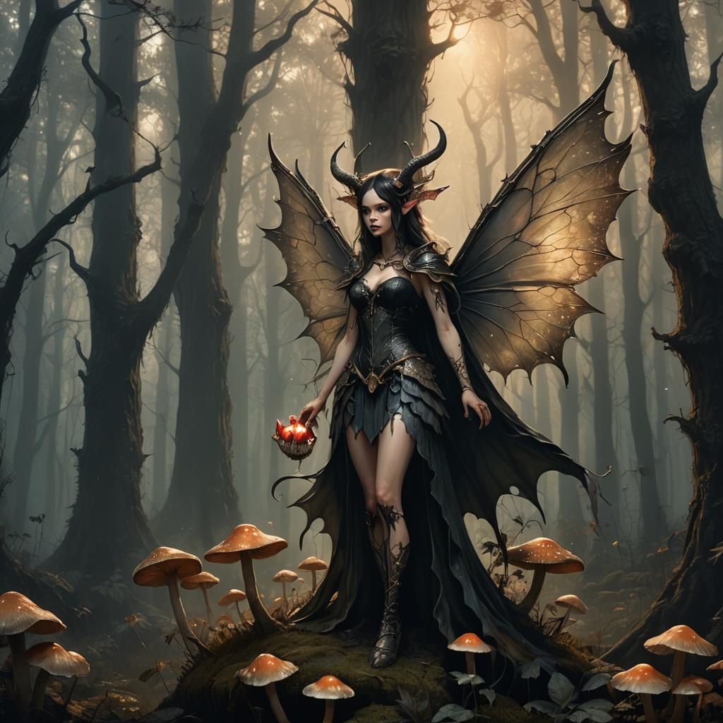 Devil Fairy in Dark Fantasy Forest