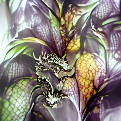 Botanical Dragon: An Abstract Floral Illustration