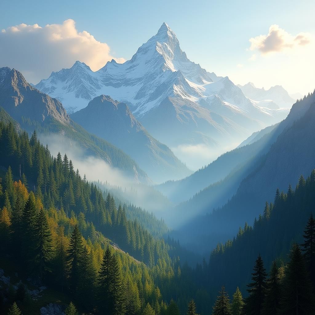 Golden Light on Majestic Mountain Ridges