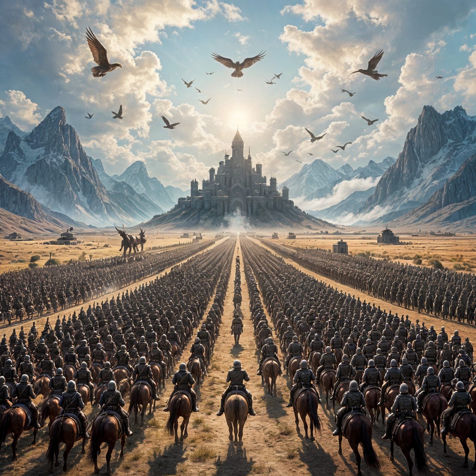 Army on the March Toward Dark Fortress