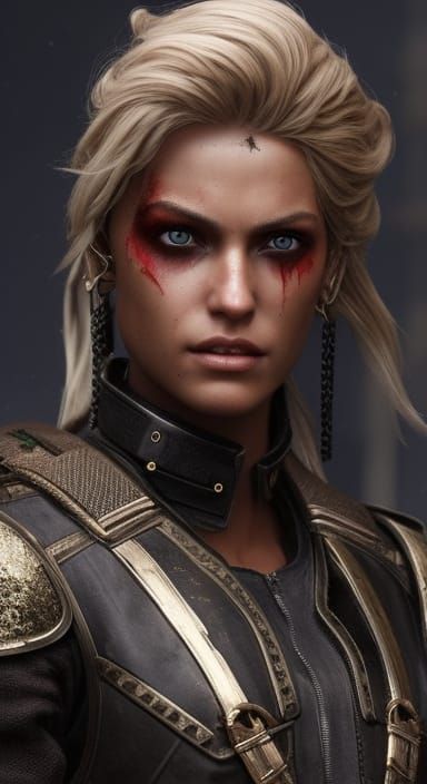 Post-Apocalyptic Warrior Girl with Blond Hair