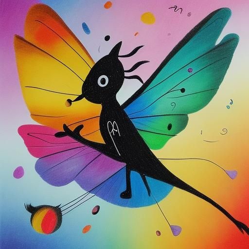 Rainbow Fairy Among Halloween Candy, Naive Art