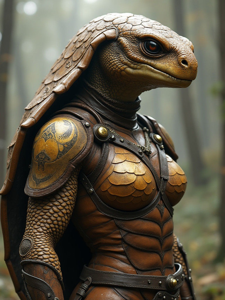 Turtle Warrior in Plated Armor: Fantasy Art