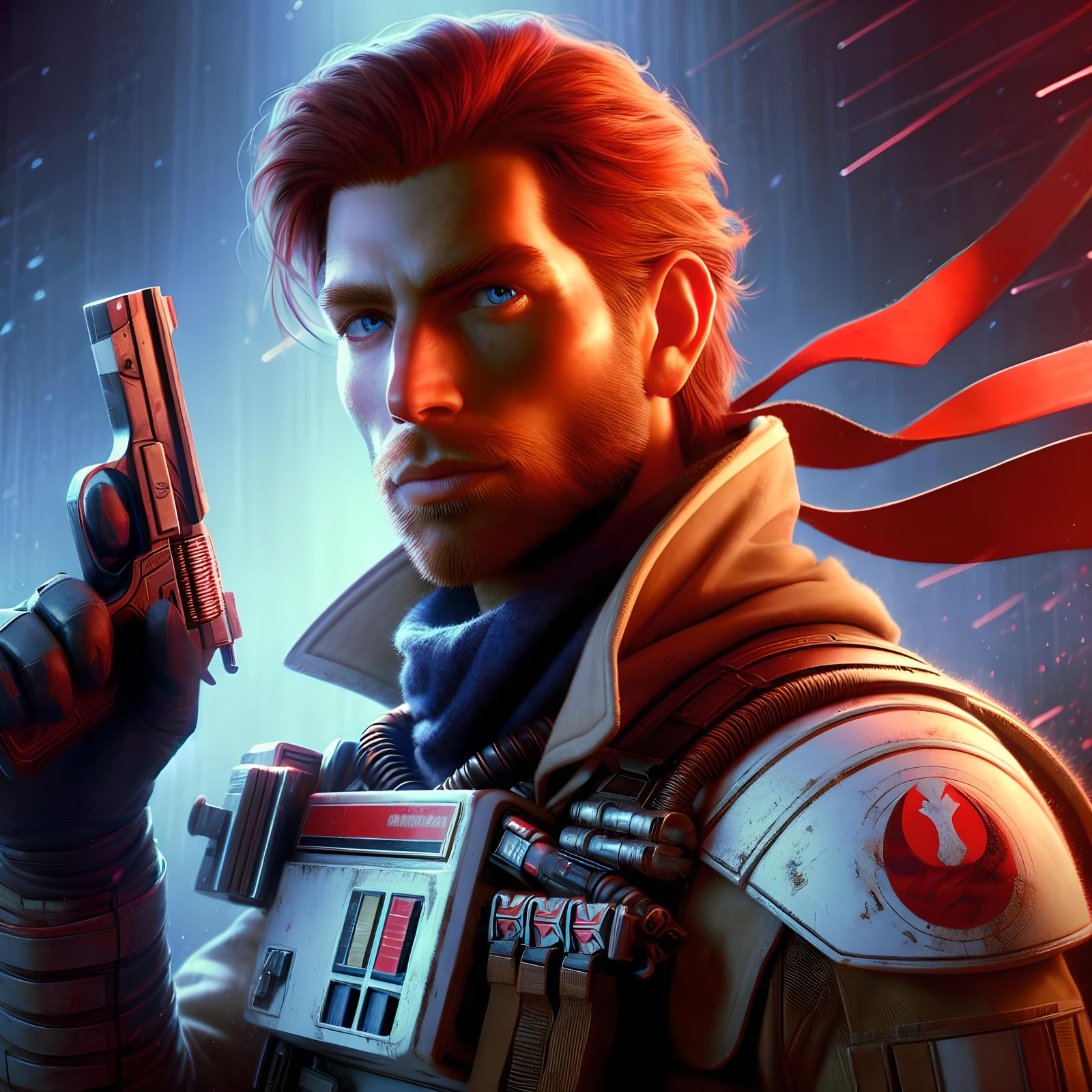 Red-Haired Rebel: A Sci-Fi Portrait in Digital Art