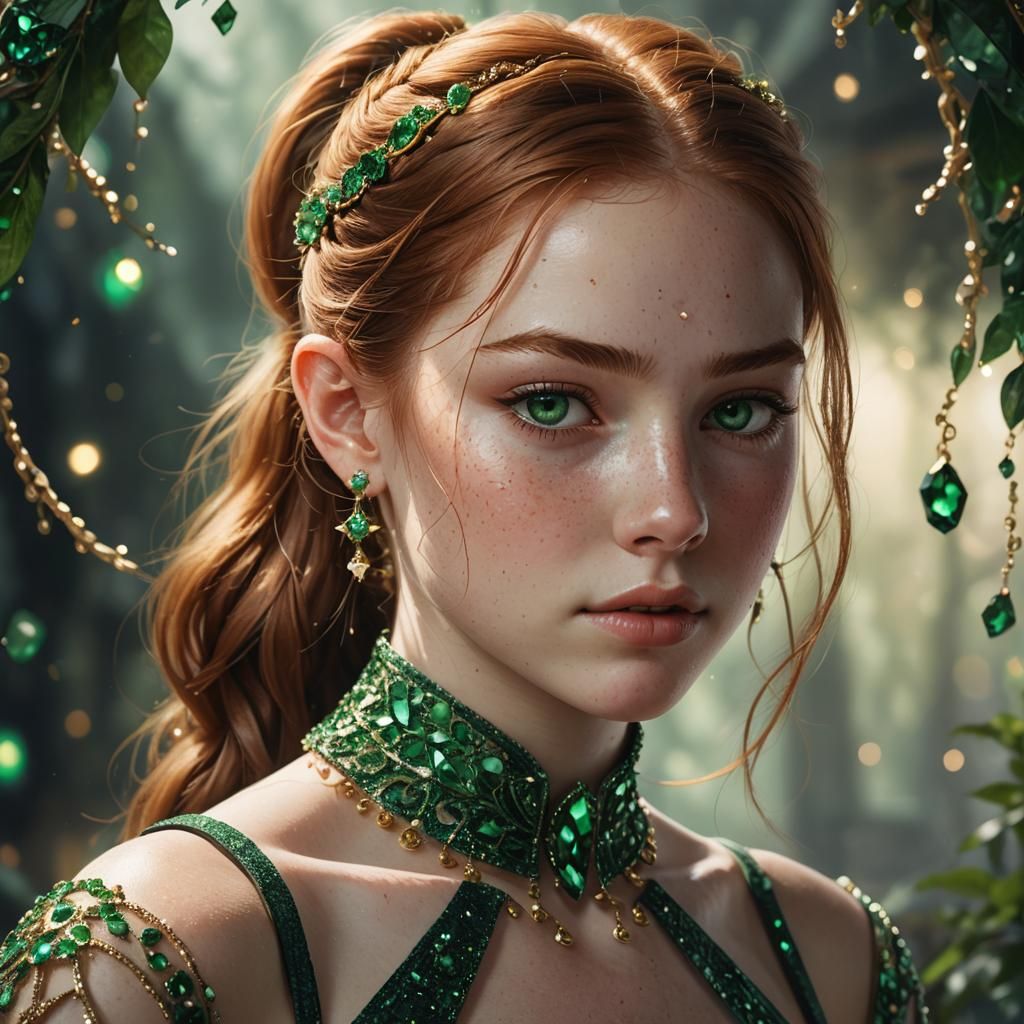 Freckled Girl Portrait in Fantasy Concept Art Style