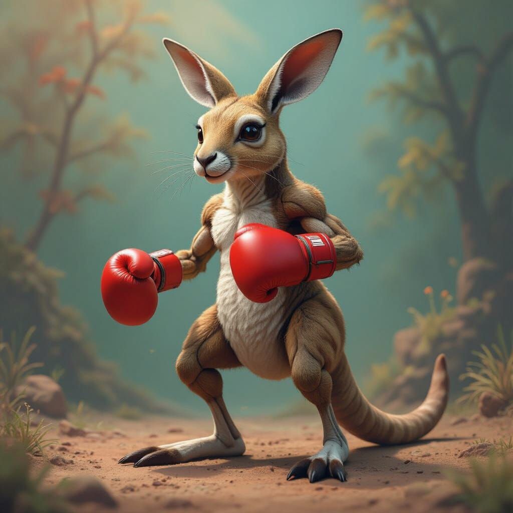Axolotl Kangaroo Boxer in Fantasy Splash Screen Art