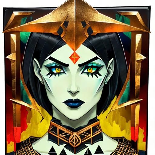 Colorful Calligraphic Script with Geometric Shapes