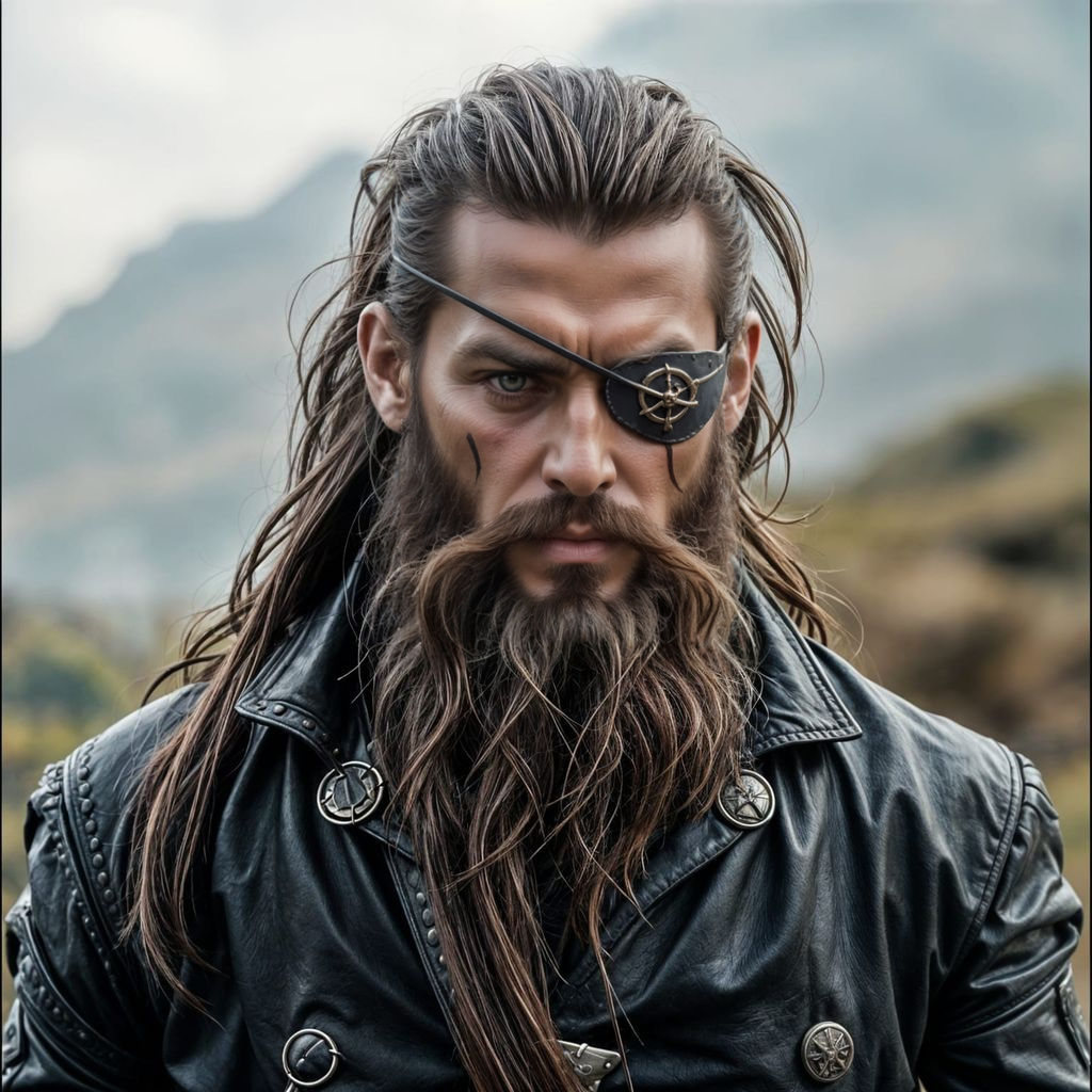 Epic Fantasy Pirate Warrior in Leather Coat