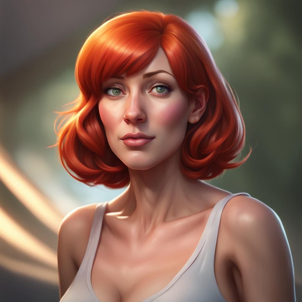 Lois Griffin Portrait in Hyperdetailed Art Style