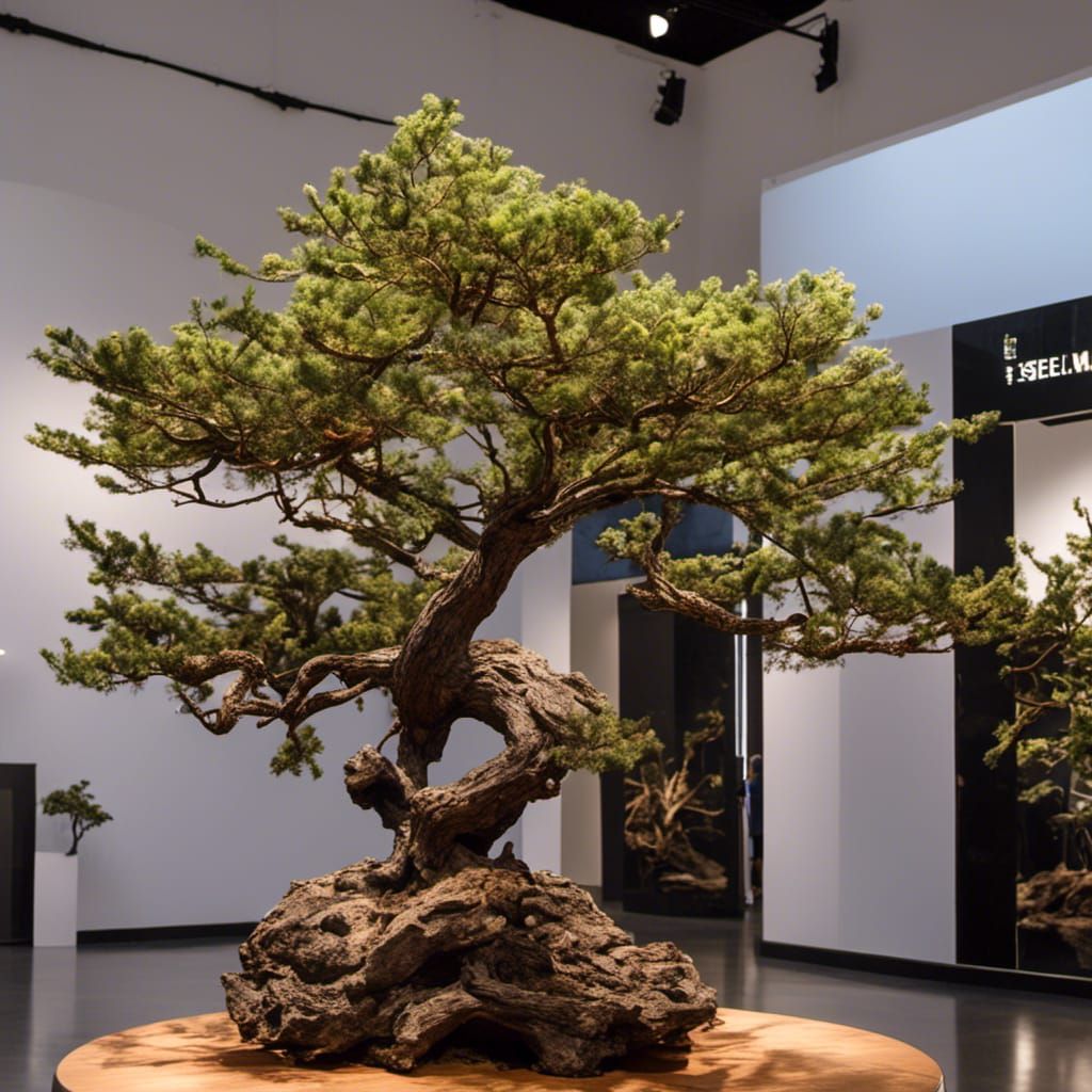 Hyperrealistic Wooden Christmas Tree Sculpture with Lights